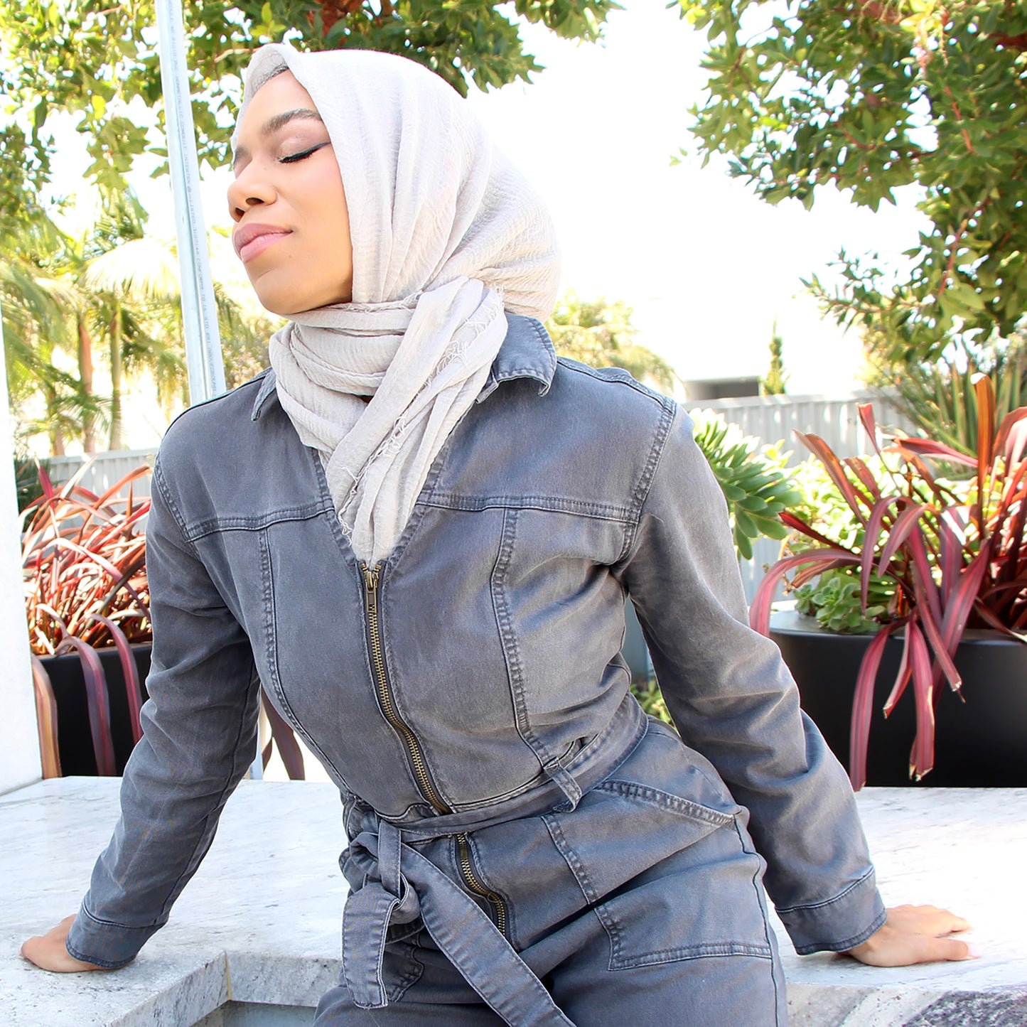 Grey Cotton Hijab