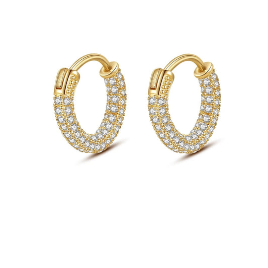 CZ Gold Studded Hoops