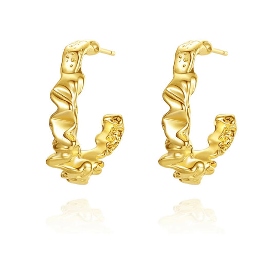 Chunky Twisted Abstract Gold Hoops