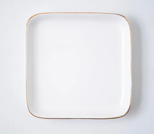 Square Gold Rimmed White Jewelry Tray