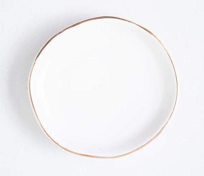 Circular Gold Rimmed Jewelry Tray