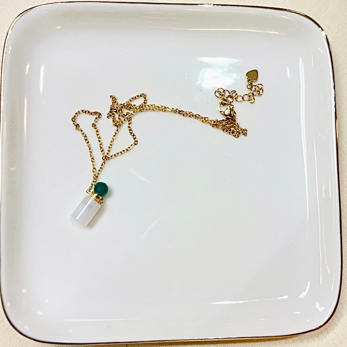 Elegant Emerald Topped Small Bottle Pendent Necklace